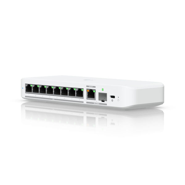 Ubiquiti Flex 2.5G, Flexible,8-port 2.5 GbE Switch,10 GbE RJ45/SFP+ Combination Uplink Port,Powered With USB-C (Included)/PoE+ adapter ( Not Included)