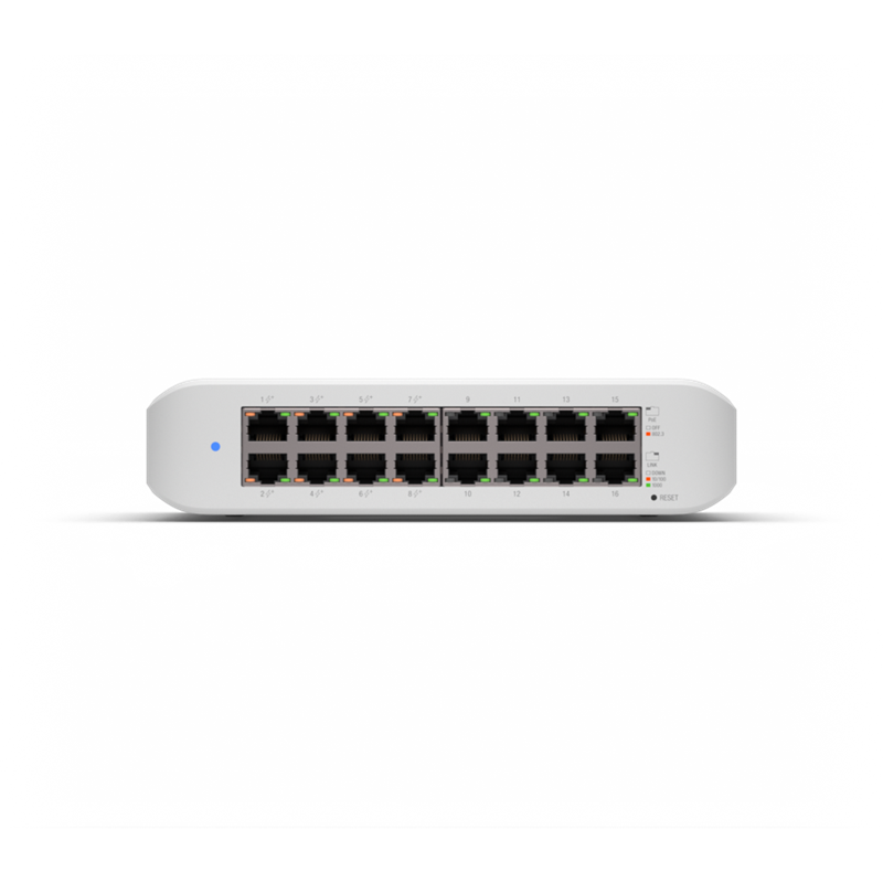 Ubiquiti UniFi Switch Lite 16 PoE, Layer 2, 16x GbE RJ45 Ports, 8x 802.3at PoE+ Ports, 45W PoE, Silent Operation, Wallmount Kit Include, - Image 3