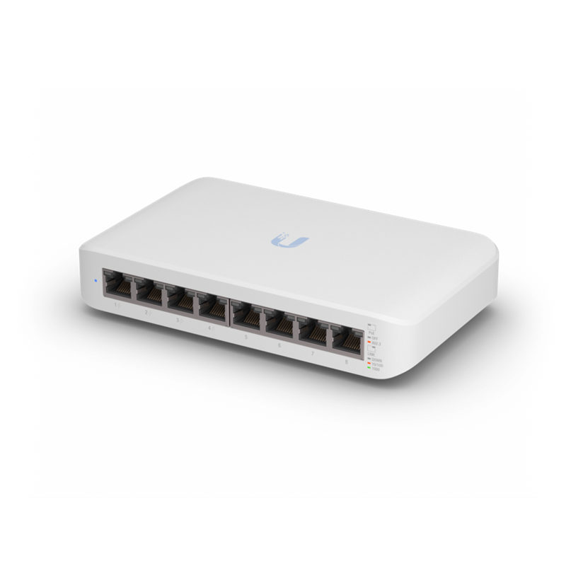 Ubiquiti UniFi Switch USW-Lite-8-POE, 4x PoE Output Ports, 52W PoE Supply, Fanless, Wall Mount Kit Included, - Image 1