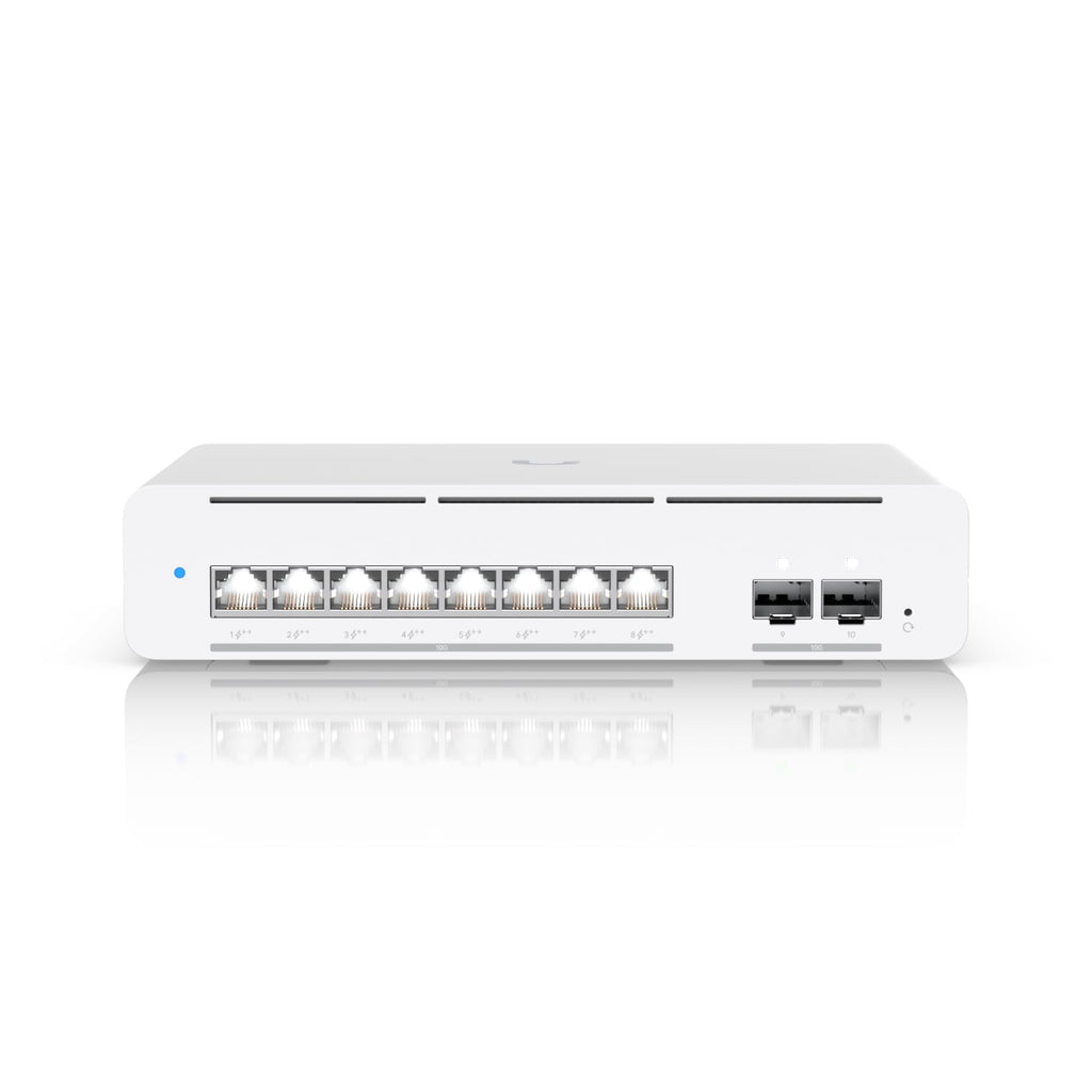 Ubiquiti Pro XG 8 PoE, Compact Desktop/Wall-mountable, Professional-grade 8-port, Layer 3 Etherlighting  PoE++ Switch With (8) 10 GbE, (2) 10G SFP+ - Image 1