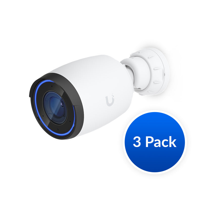 Ubiquiti AI Professional UniFi Protect Indoor/Outdoor 4K PoE Camera, White, 3 Pack - OEM, Waterproof IP65, PoE+ Power, Max Power 11W, GbE RJ45 Port, - Image 1