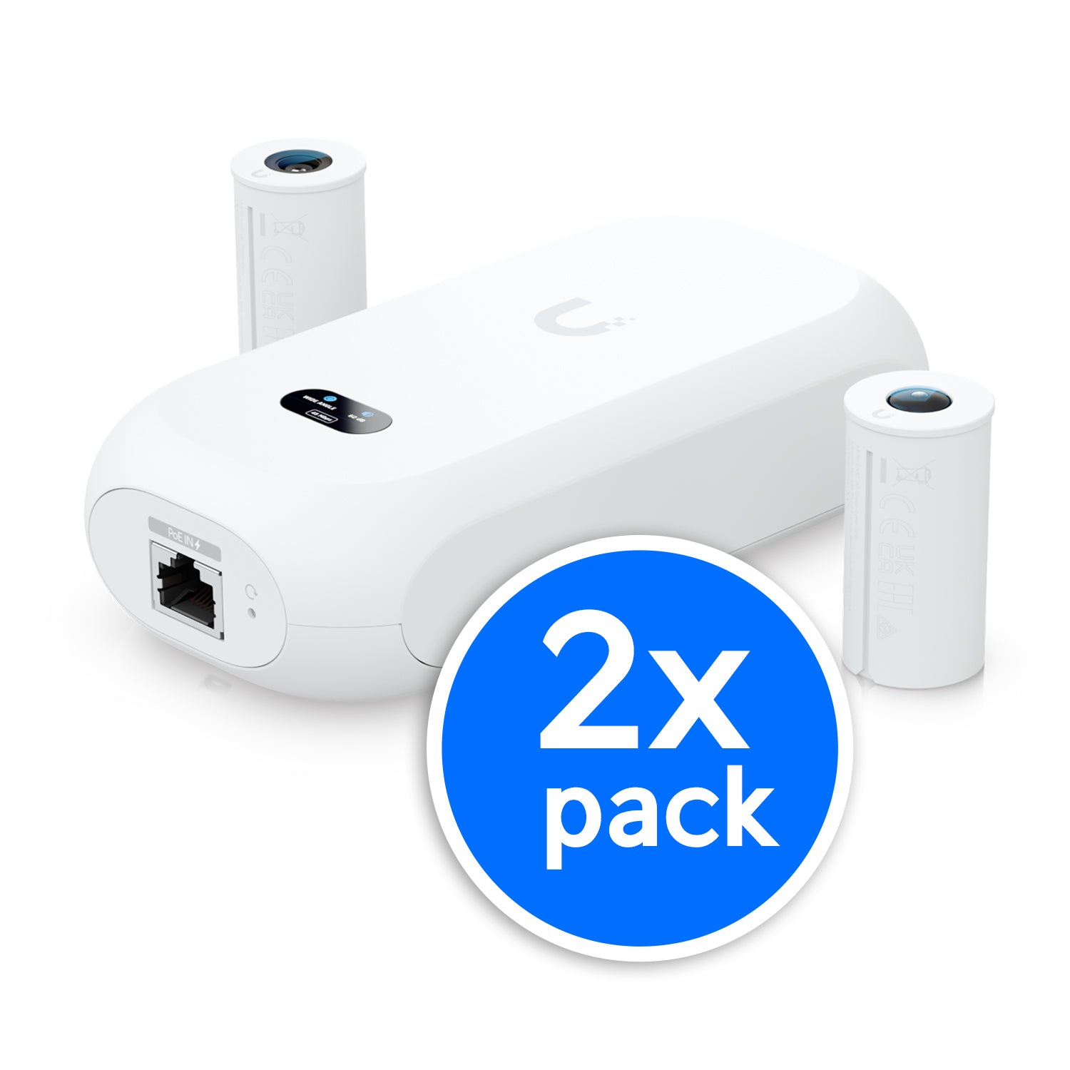 Ubiquiti Camera 8MP Wide Angle Lens (97.5˚ H),  * 2-Pack* , 12MP Fisheye 360˚ Lens, Colour LCM Display For Device Status Monitoring, - Image 1