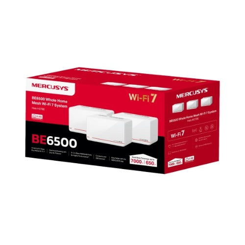Mercusys Halo H37BE(3-pack) BE6500 Whole Home Mesh Wi-Fi 7 System, 688 Mbps at 2.4 GHz, 5760 Mbps at 5 GHz, MLO, 4096-QAM, OFDMA, EHT160 on 5GHz - Image 1