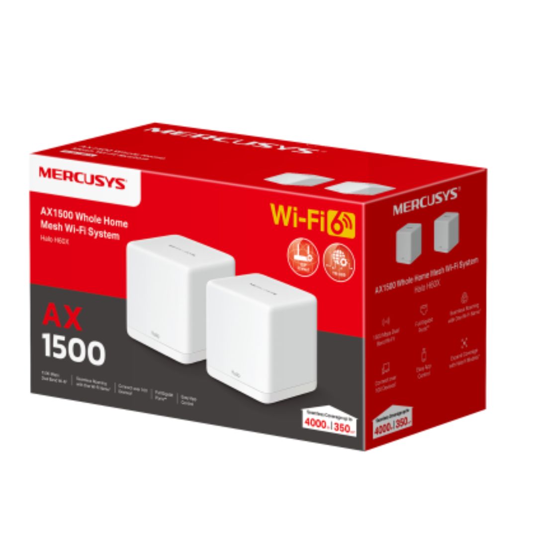 Mercusys Halo H60X(2-pack) AX1500 Whole Home Mesh Wi-Fi 6 System, 300 Mbps at 2.4 GHz , 1201 Mbps at 5 GHz, QoS, IPTV, IPv6, MU-MIMO, Beamforming, Sma - Image 4