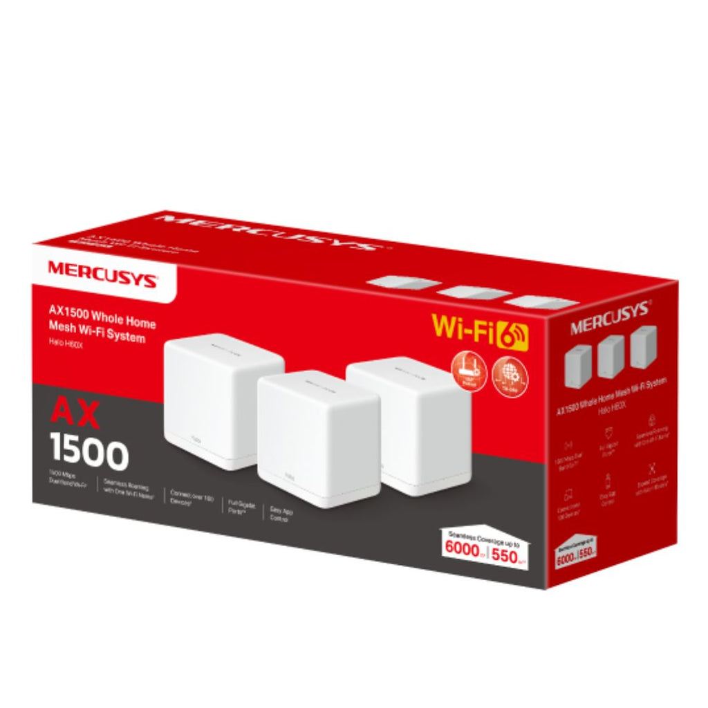 Mercusys Halo H60X(3-pack) AX1500 Whole Home Mesh Wi-Fi 6 System, 300 Mbps at 2.4 GHz + 1201 Mbps at 5 GHz, QoS, IPTV, IPv6, MU-MIMO, Beamforming, Sma - Image 5