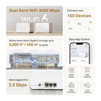 Mercusys Halo H85X(2-pack) AX3000 Whole Home Mesh Wi-Fi 6 System, 574 Mbps at 2.4 GHz, 2402 Mbps at 5 GHz - Image 4