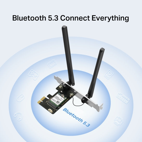 Mercusys MA80XE AX3000 Wi-Fi 6 Bluetooth 5.2 PCIe Adapter, 2402Mbps @5 GHz, 574Mbps @2.4GHz - Image 2