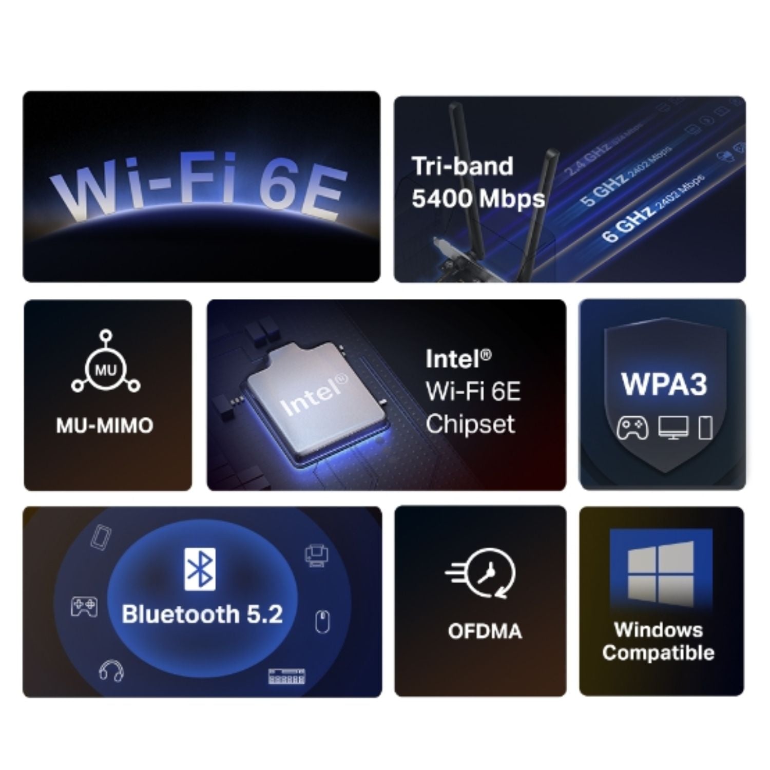 Mercusys MA86XE AXE5400 Wi-Fi 6E Bluetooth 5.2 PCIe Adapter, 2402Mbps @6GHz,2402Mbps @5GHz, 574Mbps@2.4GHz - Image 2