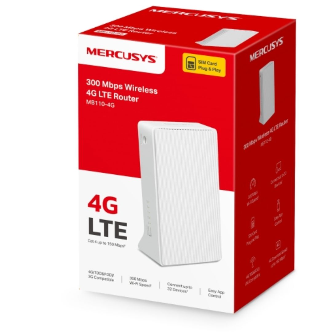 Mercusys N300 N 4G LTE Router, Wireless, 4G network, Cat 4 up to 150 Mbps, LAN/WAN Port, SIM Card Plug and Play, Stable & Strong Signal, WAN Connectio - Image 4