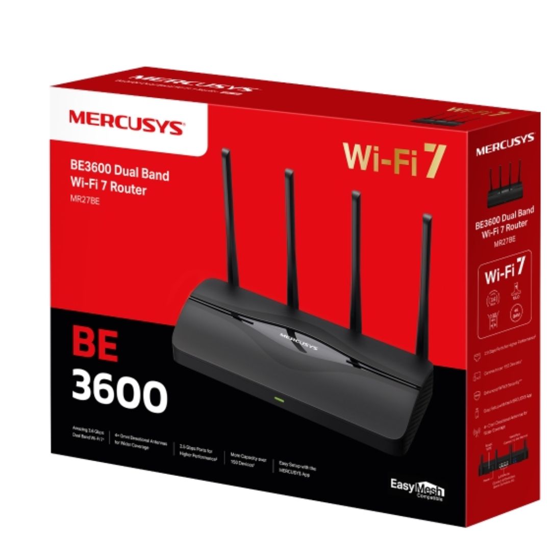 Mercusys MR27BE BE3600 Dual Band Wi-Fi 7 Router (WIFI7) 688 Mbps at 2.4GHz, 2880 Mbps at 5GHz - Image 1