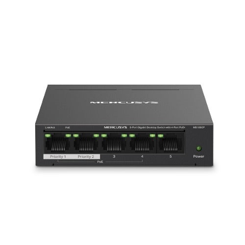 Mercusys MS105GP 5-Port Gigabit Desktop Switch with 4-Port PoE+, 10/100/1000 Mbps RJ45 ports, Up to 250 m - Image 4