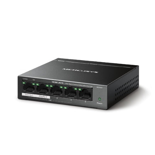 Mercusys MS105GP 5-Port Gigabit Desktop Switch with 4-Port PoE+, 10/100/1000 Mbps RJ45 ports, Up to 250 m - Image 2