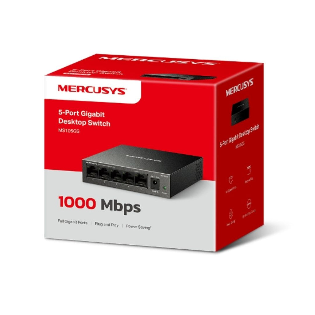 Mercusys MS105GS 5-Port Gigabit Desktop Switch, 5×10/100/1000 MbpsRJ45 port Supporting Auto-MDI/MDIX - Image 1