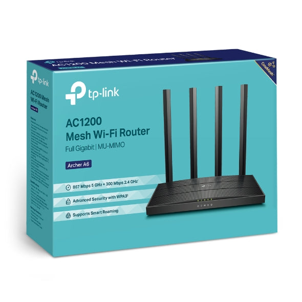 TP-Link Archer A6 AC1200 Wireless MU-MIMO Gigabit Router (OneMesh) Dual-Band Wi-Fi – 867 Mbps at 5 GHz and 300 Mbps at 2.4 GHz band - Image 4