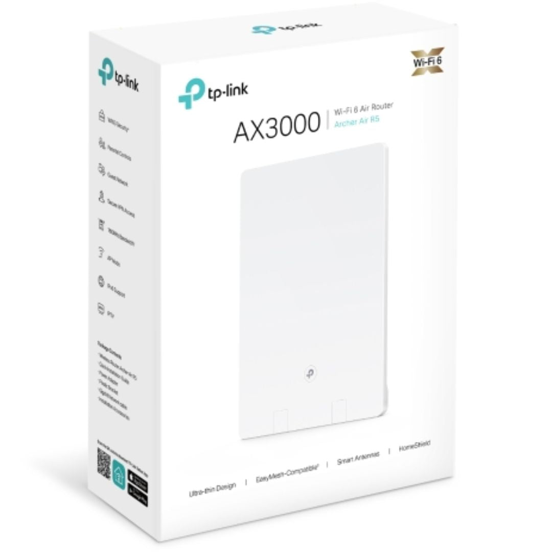 TP-Link Archer Air R5 AX3000 Dual-Band Wi-Fi 6 Air Router, 574Mbps @2.4 GHz + 2402Mbps @5GHz, 8mm Ultra-thin Shell, Multiple Installation Design - Image 1