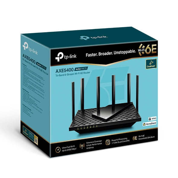TP-Link Archer AXE75 AXE5400 Tri-Band Gigabit Wi-Fi 6E Router,  574 Mbps at 2.4 GHz + 2402 Mbps at 5 GHz + 2402 Mbps at 6 GHz - Image 4