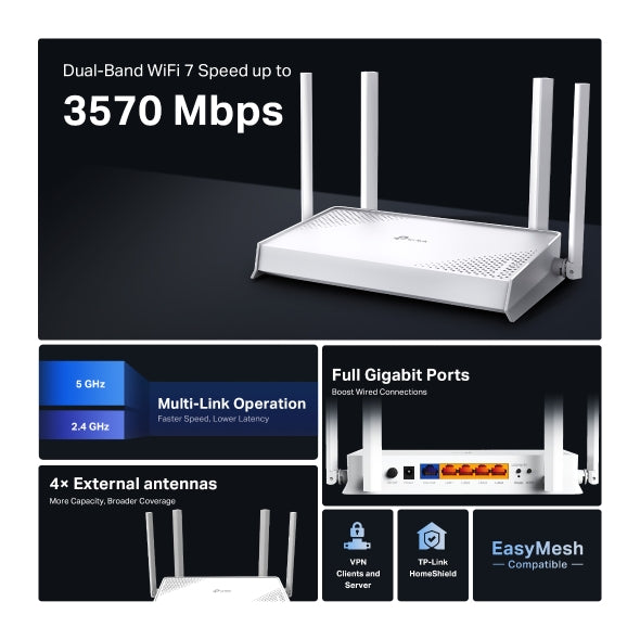 TP-Link Archer BE220W BE3600 Dual-Band Wi-Fi 7 Router(This is an AU Channel Exclusive Model) - Image 4