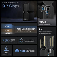 TP-Link Archer BE550 Pro BE9700 Tri-Band Wi-Fi 7 Router (WIFI7), 688 Mbps at 2.4 GHz + 2882 Mbps at 5 GHz + 6126  Mbps at 6 GHz, 6× Internal Antennas - Image 4