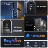 TP-Link Archer BE900 BE24000 Quad-Band Wi-Fi 7 Router (WIFI7) 1376 Mbps at 2.4 GHz + 5760 Mbps at 5 GHz_1+ 5760 Mbps at 5 GHz_2 + 11520 Mbps at 6 GHz - Image 4
