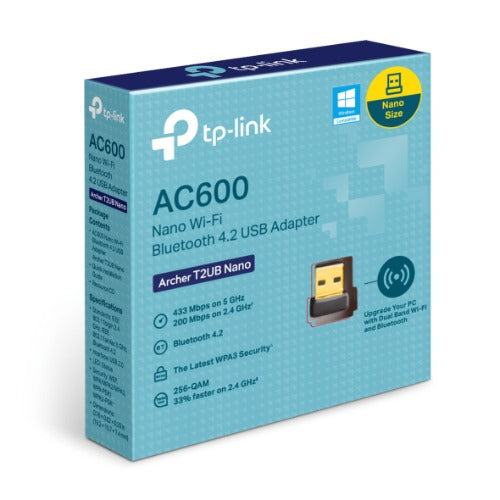 TP-Link AC600 Nano Wi-Fi Bluetooth 4.2 USB Adapter, Dual Band, Wireless, Bluetooth 4.2, Miniature Design, Easy Setup, WPA3 Security, Supports Windows - Image 1