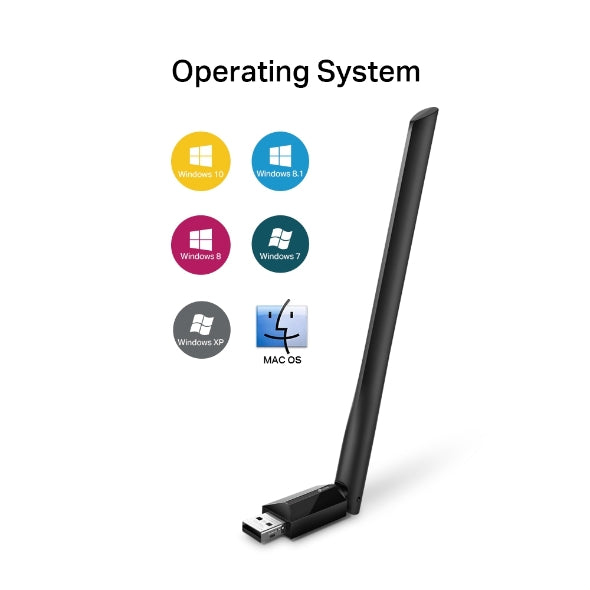 TP-Link Archer T2U Plus AC600 High Gain Wi-Fi Dual Band USB Adapter,433Mbps at 5GHz + 200Mbps at 2.4GHz, USB 2.0, 1 high gain antenna - Image 4