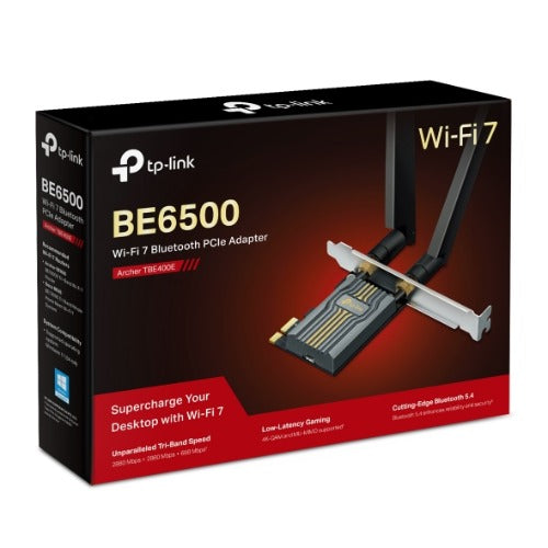 TP-Link Archer TBE400E BE6500 Wi-Fi 7 Bluetooth 5.4 PCIe Adapter,  6GHz@2882 Mbps, 5GHz@2882 Mbps, 2.4GHz@688 Mbps (wifi7) (NIC) - Image 1