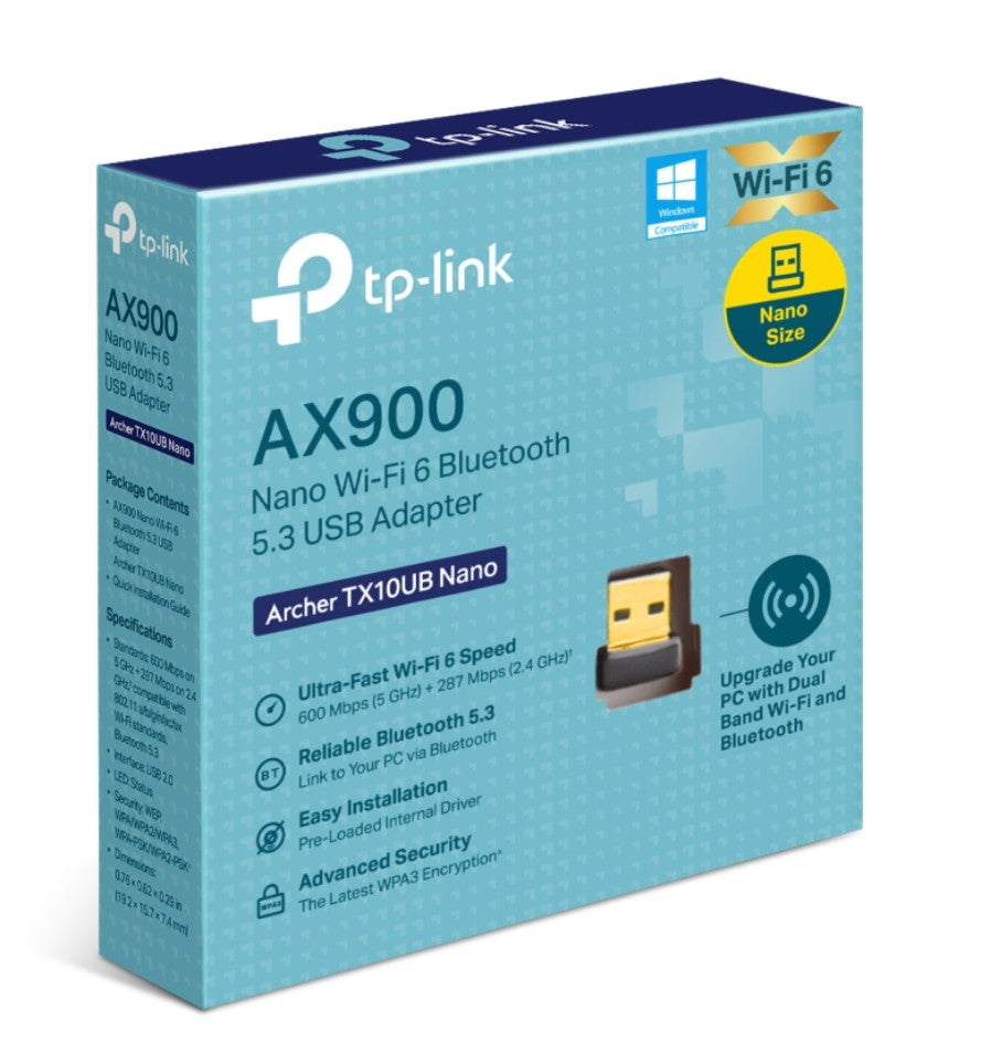 TP-Link Archer TX10UB Nano AX900 Nano Wi-Fi 6 Bluetooth 5.3 USB Adapter,  600 Mbps at 5 GHz + 287 Mbps at 2.4 GHz ,  Internal Antennas, USB 2.0 - Image 4