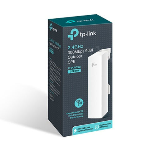 TP-Link CPE210 2.4GHz 300Mbps 9dBi Outdoor CPE Access Point 27dBm 5km Passive PoE MIMO antenna - Image 1