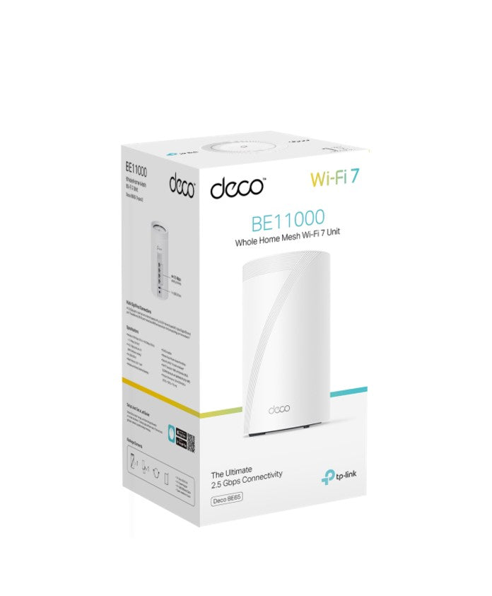 TP-Link Deco BE65 BE11000 Whole Home Mesh Wi-Fi 7 System (WIFI7), 574 Mbps at 2.4 GHz + 4320 Mbps at 5 GHz + 5760 Mbps at 6 GHz - Image 1