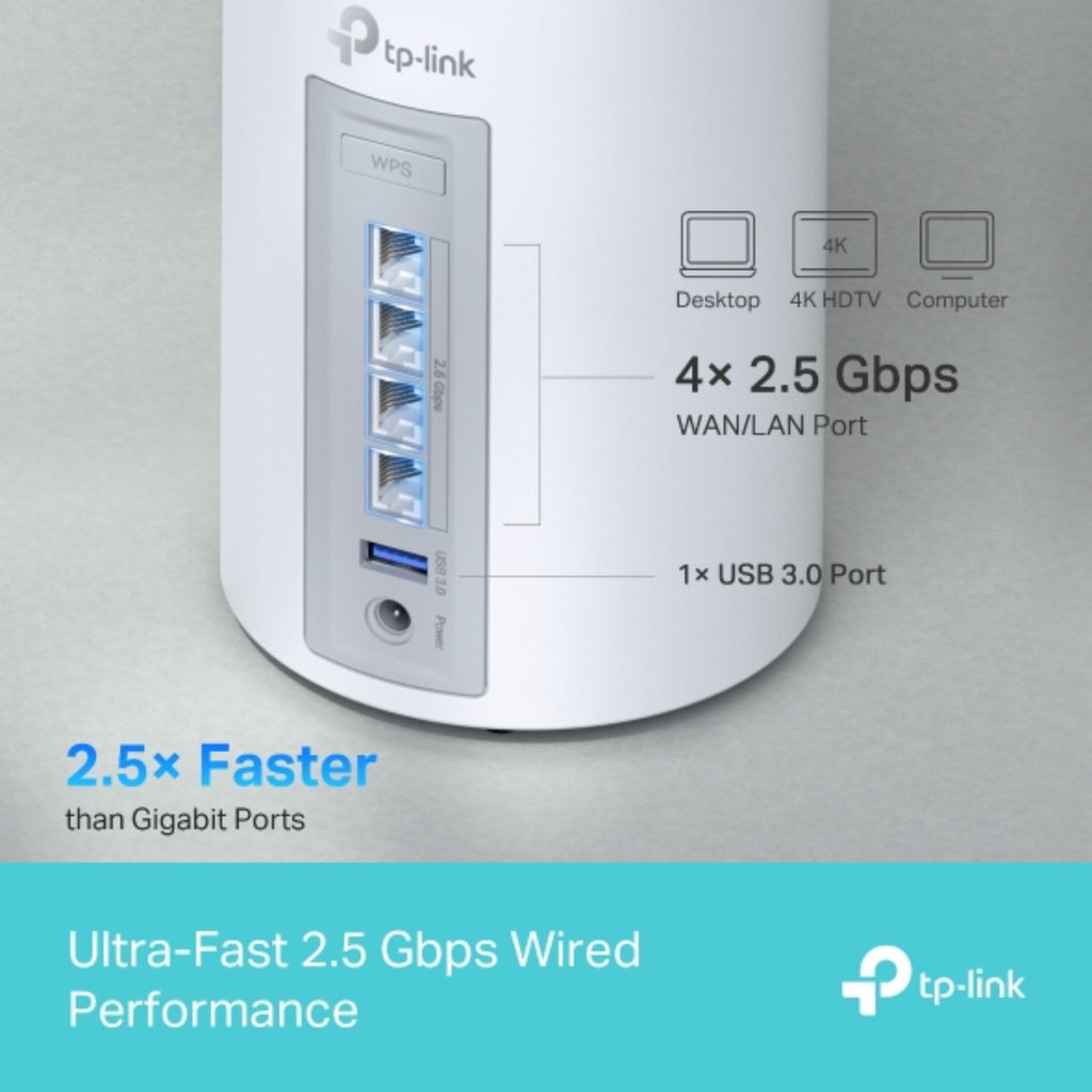 TP-Link Deco BE65 BE11000 Whole Home Mesh Wi-Fi 7 System (WIFI7), 574 Mbps at 2.4 GHz + 4320 Mbps at 5 GHz + 5760 Mbps at 6 GHz - Image 3
