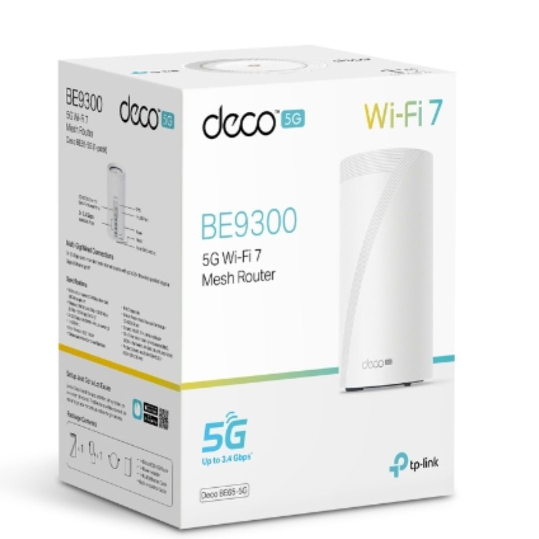 TP-Link Deco BE65-5G(1-pack) 5G BE9300 Tri-Band Whole Home Mesh Wi-Fi 7 Gateway (WIFI7)  574 Mbps at 2.4 GHz + 2880 Mbps at 5 GHz + 5760 Mbps at 6 GHz - Image 1