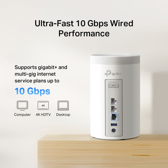 TP-Link Deco BE68 BEBE 14000 Tri-Band Whole Home Mesh Wi-Fi 7 System(2-pack) BE14000, Wi-Fi 7, Tri-Band 6/5/2.4GHz, AI Mesh, 8 antennas, 10G+2.5G LAN - Image 4