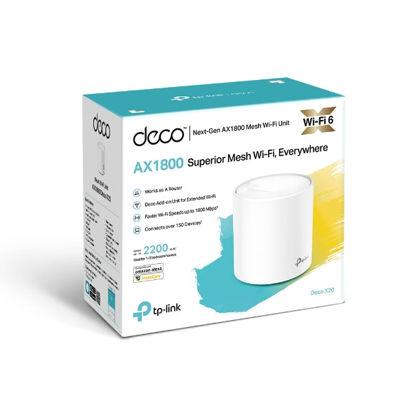 TP-Link Deco X20 (1-pack)AX1800 Whole Home Mesh Wi-Fi 6 System, Up To 200 sqm Coverage, WIFI6, 1201Mbps @ 5Ghz, 574Mbps @ 2.4 GHz OFDMA, MU-MIMO (WIFI - Image 5