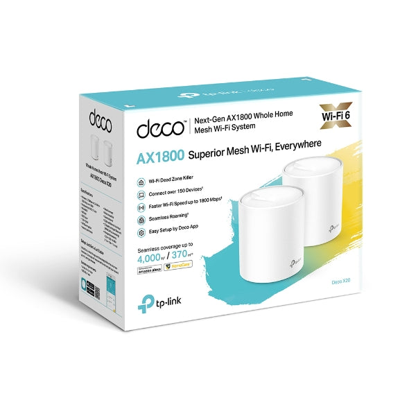 TP-Link Deco X20(2-pack) AX1800 Whole Home Mesh Wi-Fi 6 System, Up To 370 sqm Coverage, WIFI6, 1201Mbps @ 5Ghz, 574Mbps @ 2.4 GHz OFDMA, MU-MIMO (WIFI - Image 5