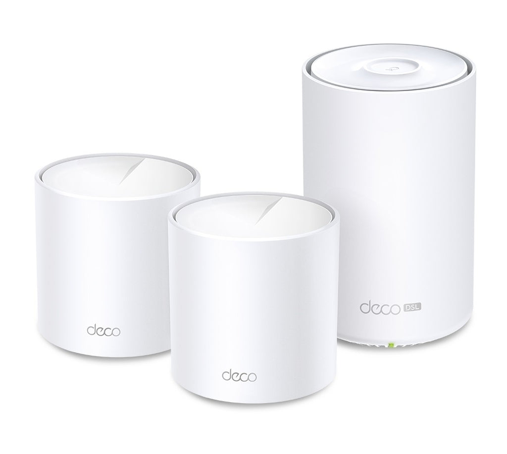 (E)TP-Link Deco X50-DSL(3-pack) AX3000 VDSL Whole Home Mesh WiFi 6 Router, 574 Mbps at 2.4 GHz + 2402 Mbps at 5 GHz, VDSL Profile 35b 350/60 Mbps - Image 1