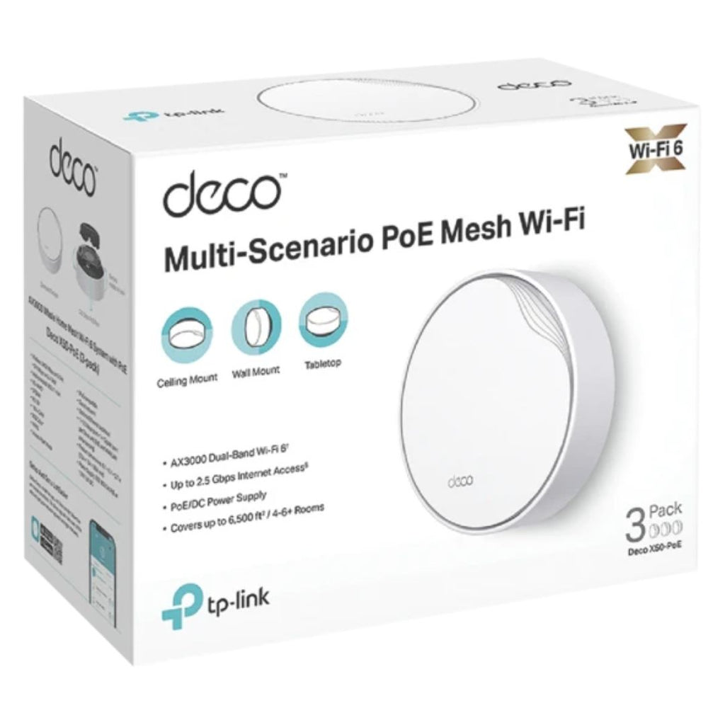 TP-Link Deco X50-PoE(3-pack) AX3000 Whole Home Mesh WiFi 6 System with PoE,  574 Mbps at 2.4 GHz + 2402 Mbps at 5 GHz - Image 2