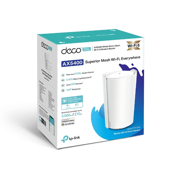 TP-Link Deco X73-DSL AX5400 VDSL Whole Home Mesh Wi-Fi 6 System, 270sqm Coverage For 1-3 Bedroom Houses, Dual-Band, OFDMA, MU-MIMO, Beamforming - Image 5