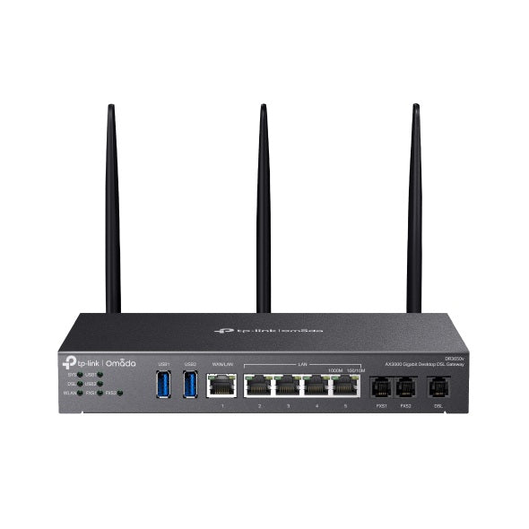 TP-Link DR3650v Omada AX3000 Wi-Fi 6 Gigabit Desktop DSL Gateway, 574Mbps@2.4GHz + 2402Mbps@5GHz(HE160), VDSL2 35b 350/60, VoIP - Image 1