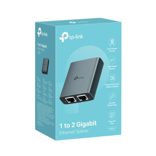 TP-Link EH210 1 to 2 Gigabit Ethernet Splitter, 1Gbps , 3 × RJ45 1Gbps Ports, 1 × USB-C Power Supply Port, Aluminum Alloy Case - Image 4