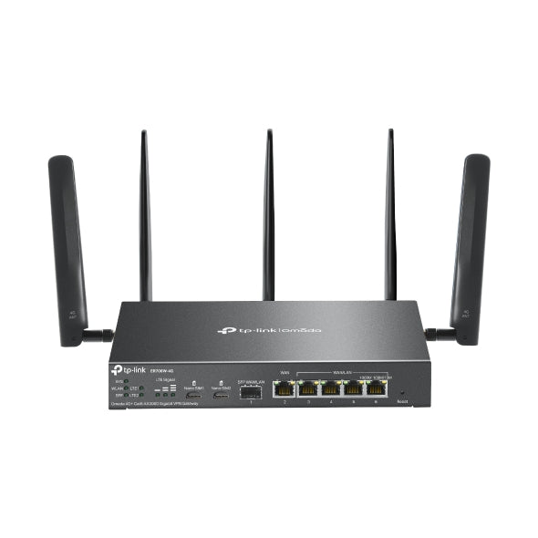 TP-Link ER706W-4G Omada 4G+ Cat6 AX3000 Gigabit VPN Router, 4G+, Dual Band Wi-fi 6, 6 Gigabit Ports (5 RJ45+1 SFP), 5 High-Gain Detach Ant. - Image 1