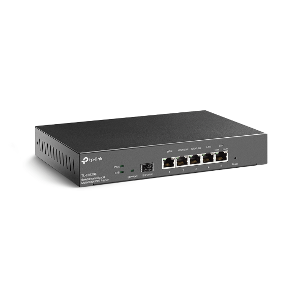 TP-Link TL-ER7206 Omada SafeStream Gigabit Multi-WAN VPN Router, 4 WAN Ports: 1 Gigabit SFP WAN port, 1 Gigabit RJ45 WAN Port, 2 Gigabit WAN/LAN - Image 2