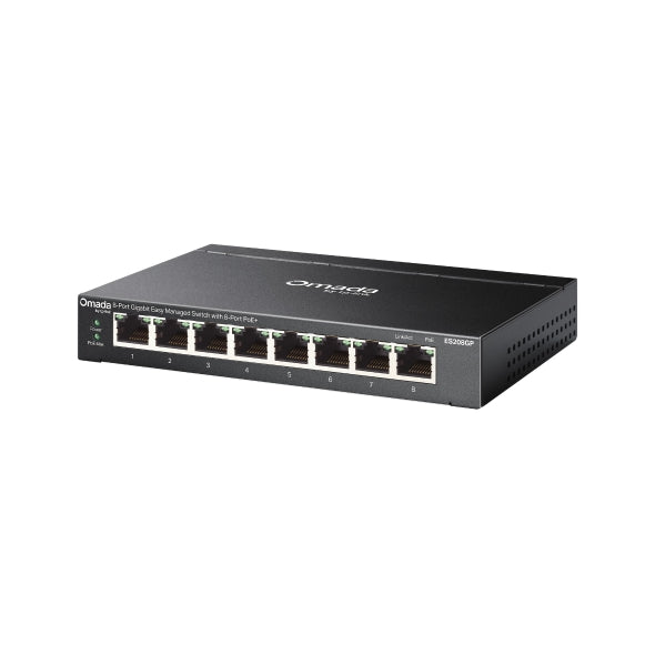 TP-Link ES208GP  Omada 8-Port Gigabit Easy Managed Switch with 8-Port PoE+, 8× Gigabit PoE+ Ports , 802.3at/af, 64 W PoE Power,  Desktop Steel Case an - Image 3