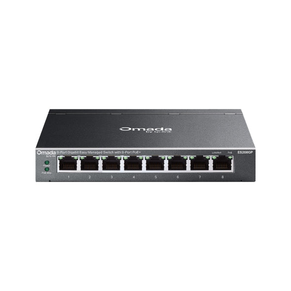 TP-Link ES208GP  Omada 8-Port Gigabit Easy Managed Switch with 8-Port PoE+, 8× Gigabit PoE+ Ports , 802.3at/af, 64 W PoE Power,  Desktop Steel Case an - Image 5