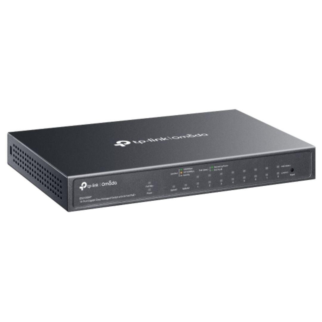TP-Link ES210GMP Omada 10-Port Gigabit Easy Managed Switch with 8-Port PoE+,  Flow Control, Loopback Detection, Port Isolation, Port Mirroring, LAG, V - Image 3