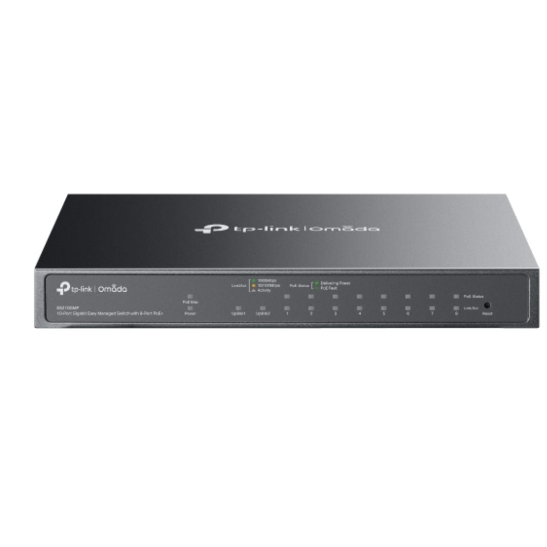 TP-Link ES210GMP Omada 10-Port Gigabit Easy Managed Switch with 8-Port PoE+,  Flow Control, Loopback Detection, Port Isolation, Port Mirroring, LA - Image 1