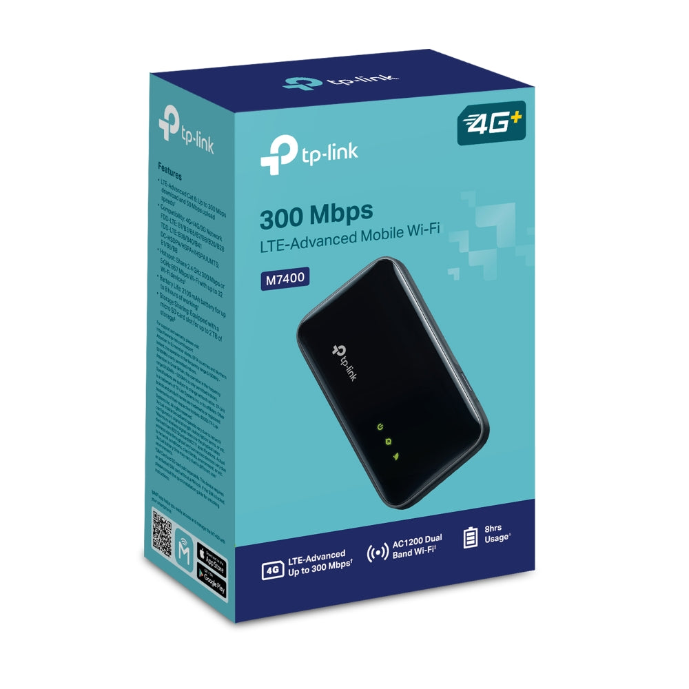 (E)TP-Link M7400 300 Mbps LTE-Advanced Mobile Wi-Fi Supports up to 32 devices simultaneously, up to 300 Mbps download and 50 Mbps upload speeds - Image 5