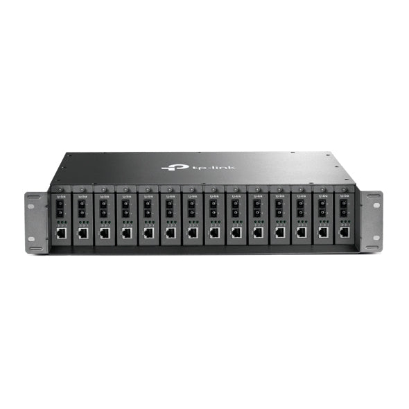 TP-Link MC1400 19" 2U Rackmount Chassis for 14-Slot Media Converters, Redundant Power Supply, Hot-Swappable, Mounted,Two Cooling Fans - Image 2