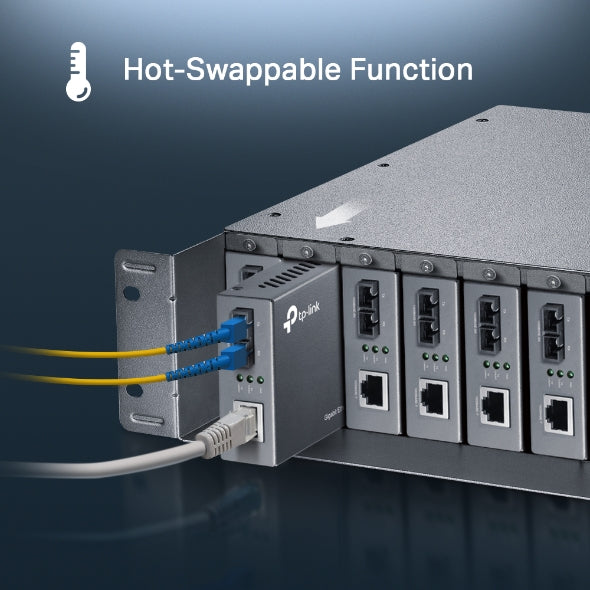 TP-Link MC1400 19" 2U Rackmount Chassis for 14-Slot Media Converters, Redundant Power Supply, Hot-Swappable, Mounted,Two Cooling Fans - Image 4