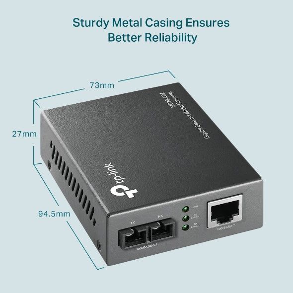 TP-Link MC200CM 1000Mbps RJ45 to 1000Mbps multi-mode SC fiber Converter, Full-duplex, up to 550m, switching power adapter, chassis TL-MC1400 rack-moun - Image 4