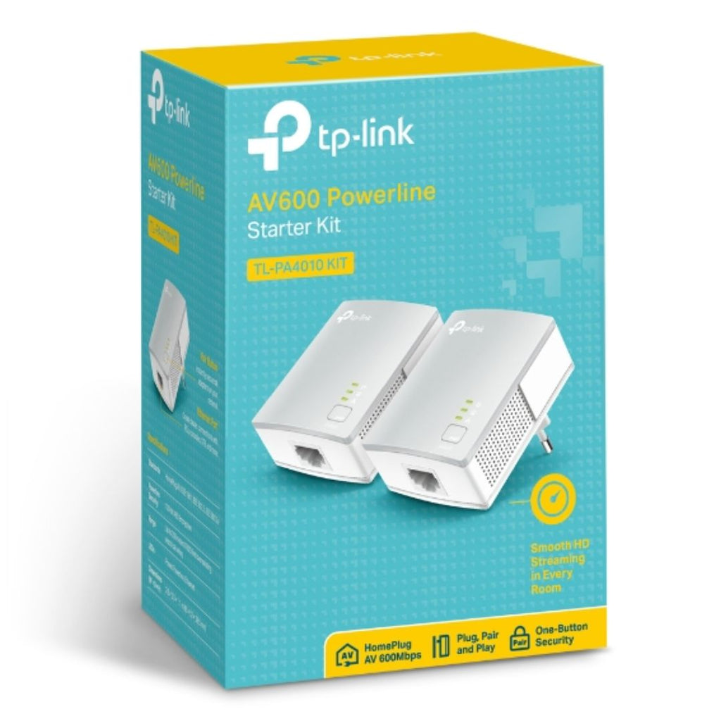TP-Link TL-PA4010 KIT AV600 Powerline Ethernet Adapter Starter Kit 600Mbps HomePlug AV 1xLAN Port 300m Range Plug & Play Mini Size - Image 1